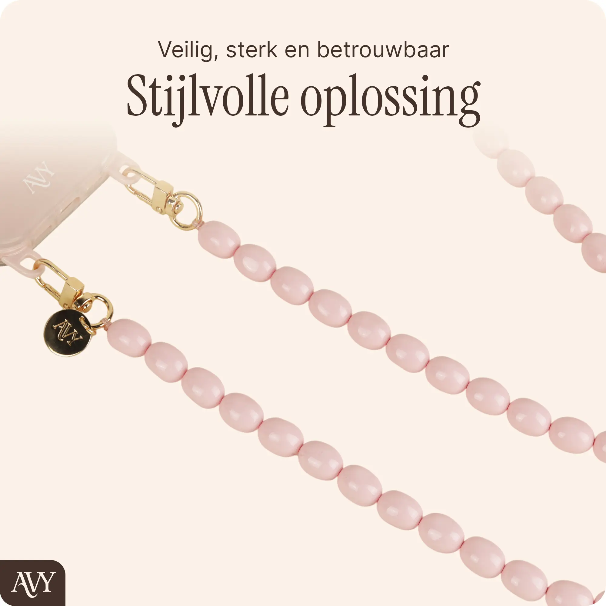 AVY Universeel Ketting Crossbody Kralen Telefoonkoord (120CM) Rosario Pink afbeelding 3