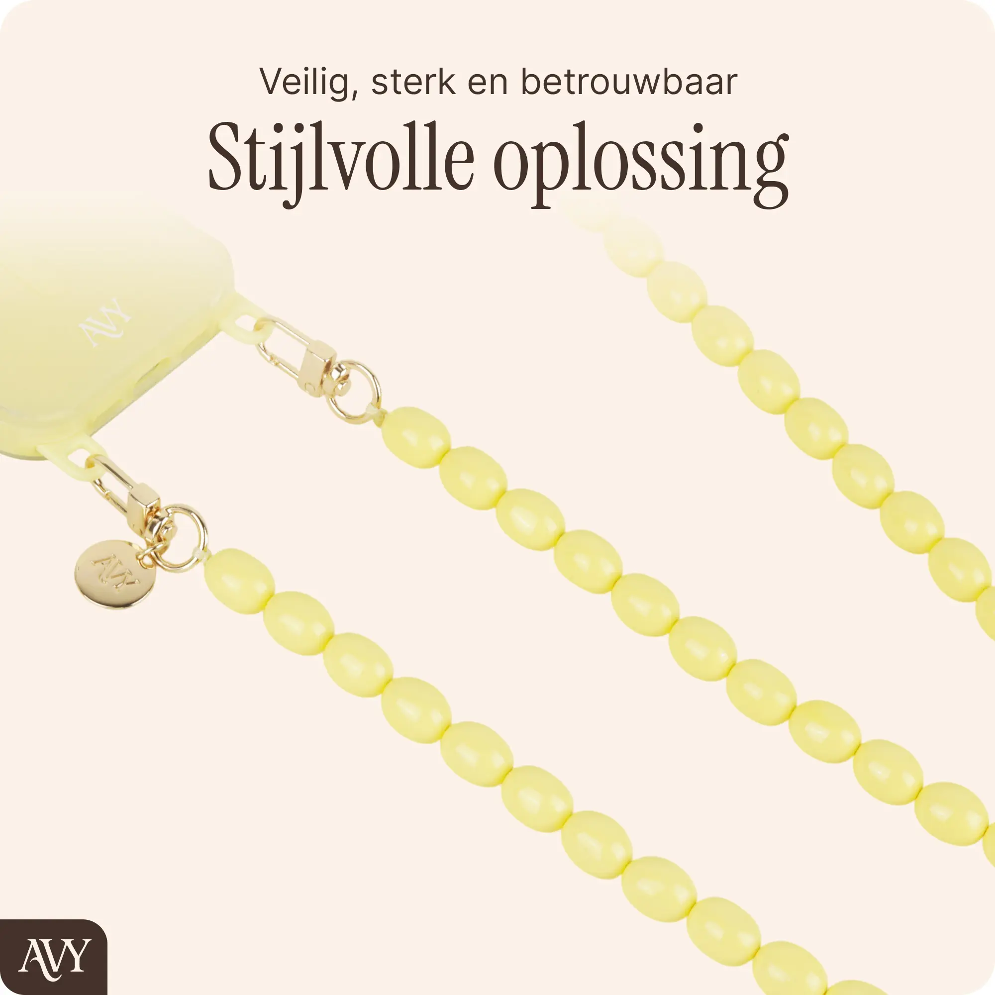 AVY Universeel Ketting Crossbody Kralen Telefoonkoord (120CM) Rosario Yellow afbeelding 3