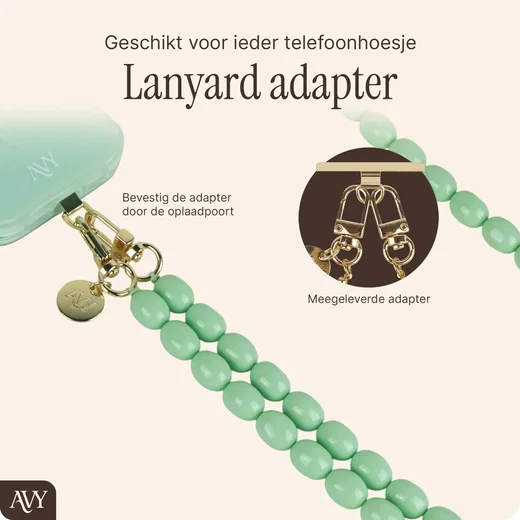 AVY Universeel Ketting Crossbody Kralen Telefoonkoord (120CM) Rosario Matcha afbeelding 2