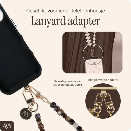 AVY Universeel Armband Polsband Telefoonkoord (32CM) Cubiq Brown afbeelding 3