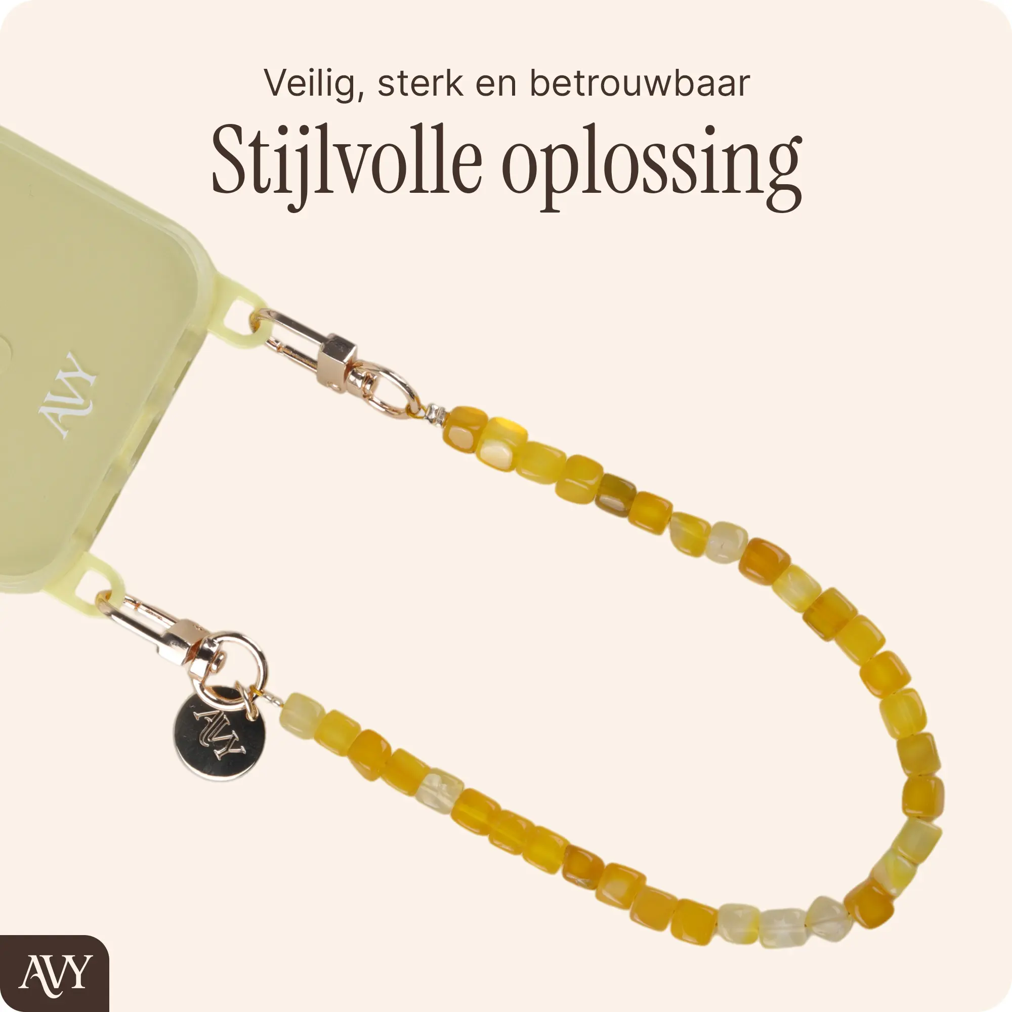 AVY Universeel Armband Polsband Telefoonkoord (32CM) Cubiq Yellow afbeelding 2