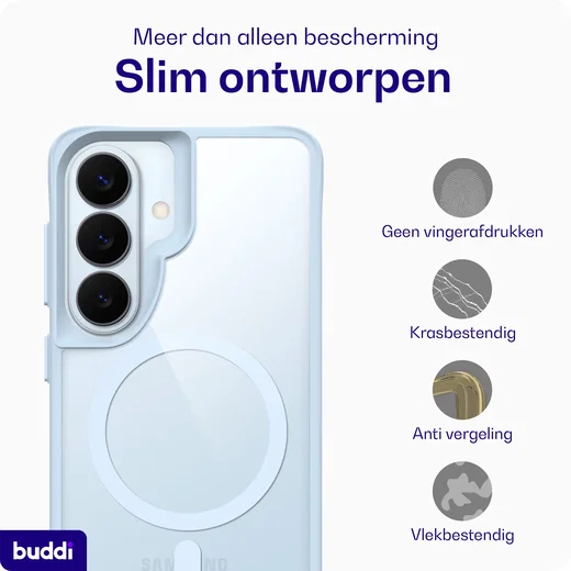 Buddi Hybrid Samsung Galaxy S26 Hoesje MagSafe Back Cover Matched Blauw afbeelding 6