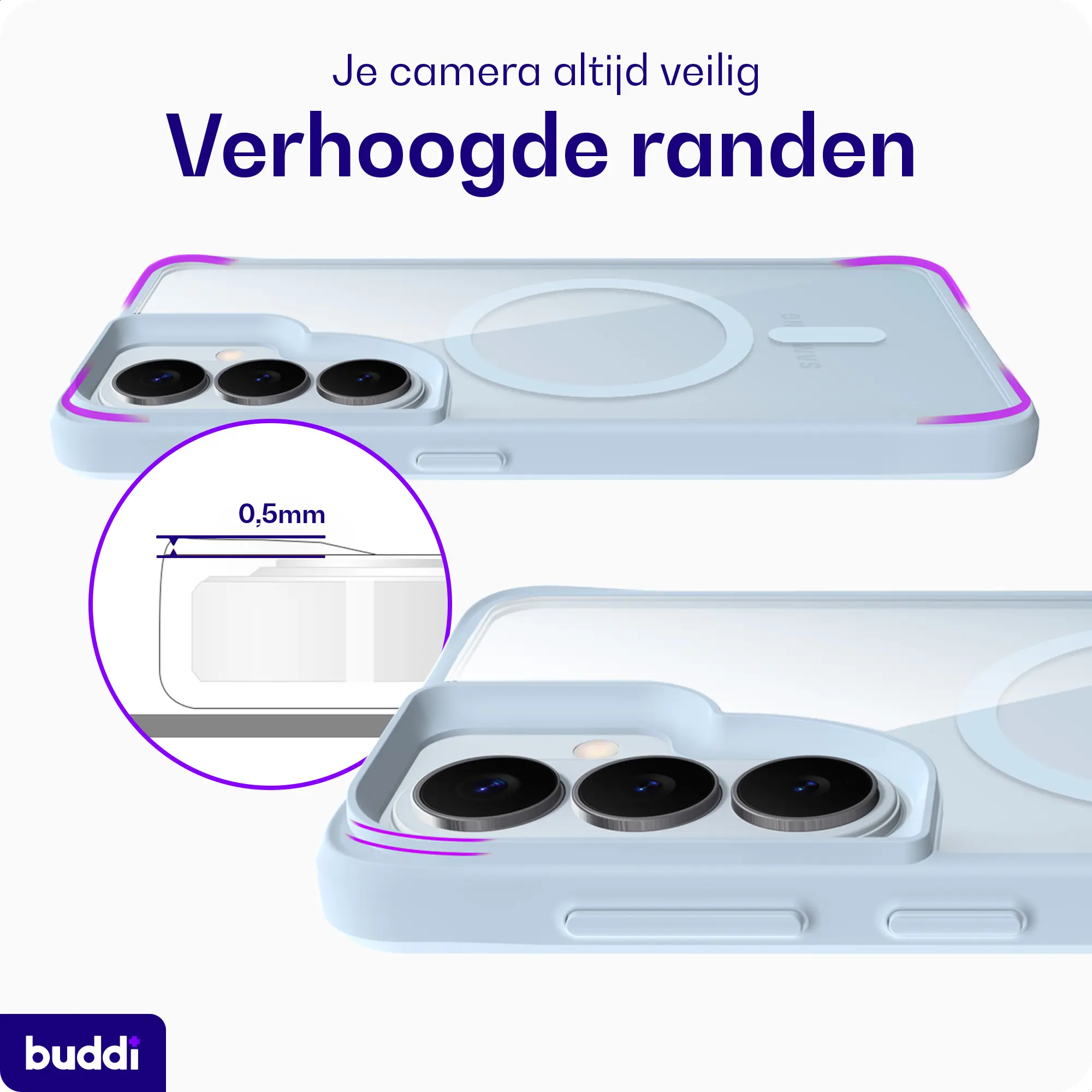 Buddi Hybrid Samsung Galaxy S26 Hoesje MagSafe Back Cover Matched Blauw afbeelding 4