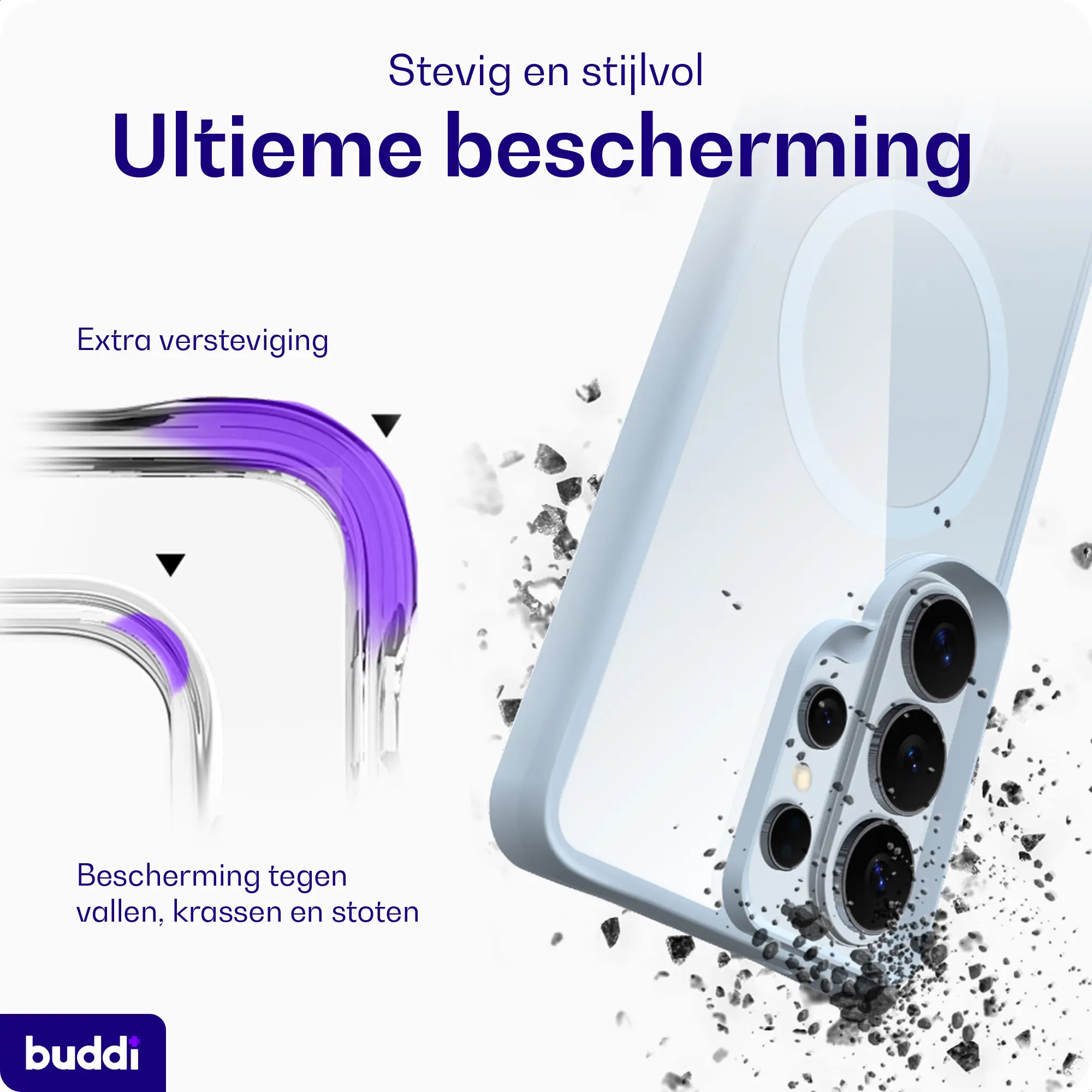 Buddi Hybrid Samsung S26 Ultra Hoesje MagSafe Back Cover Matched Blauw afbeelding 3