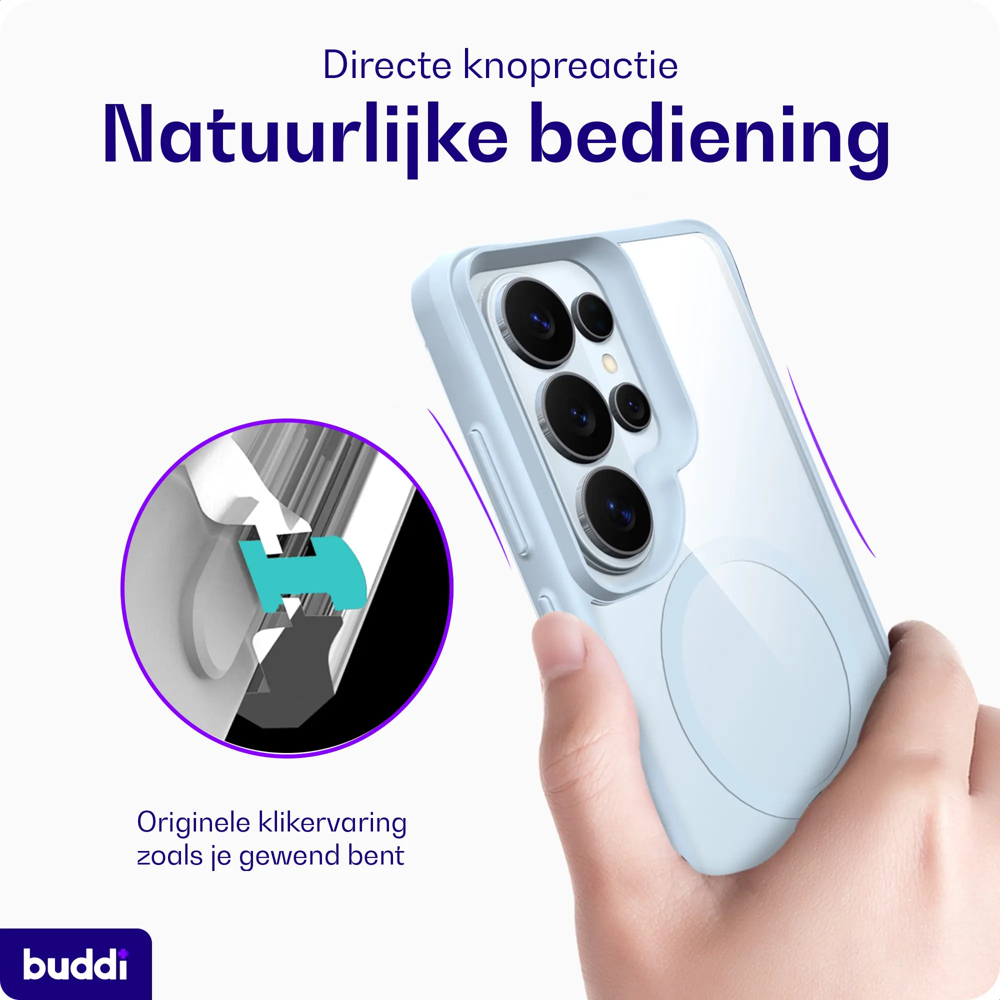 Buddi Hybrid Samsung S26 Ultra Hoesje MagSafe Back Cover Matched Blauw afbeelding 6