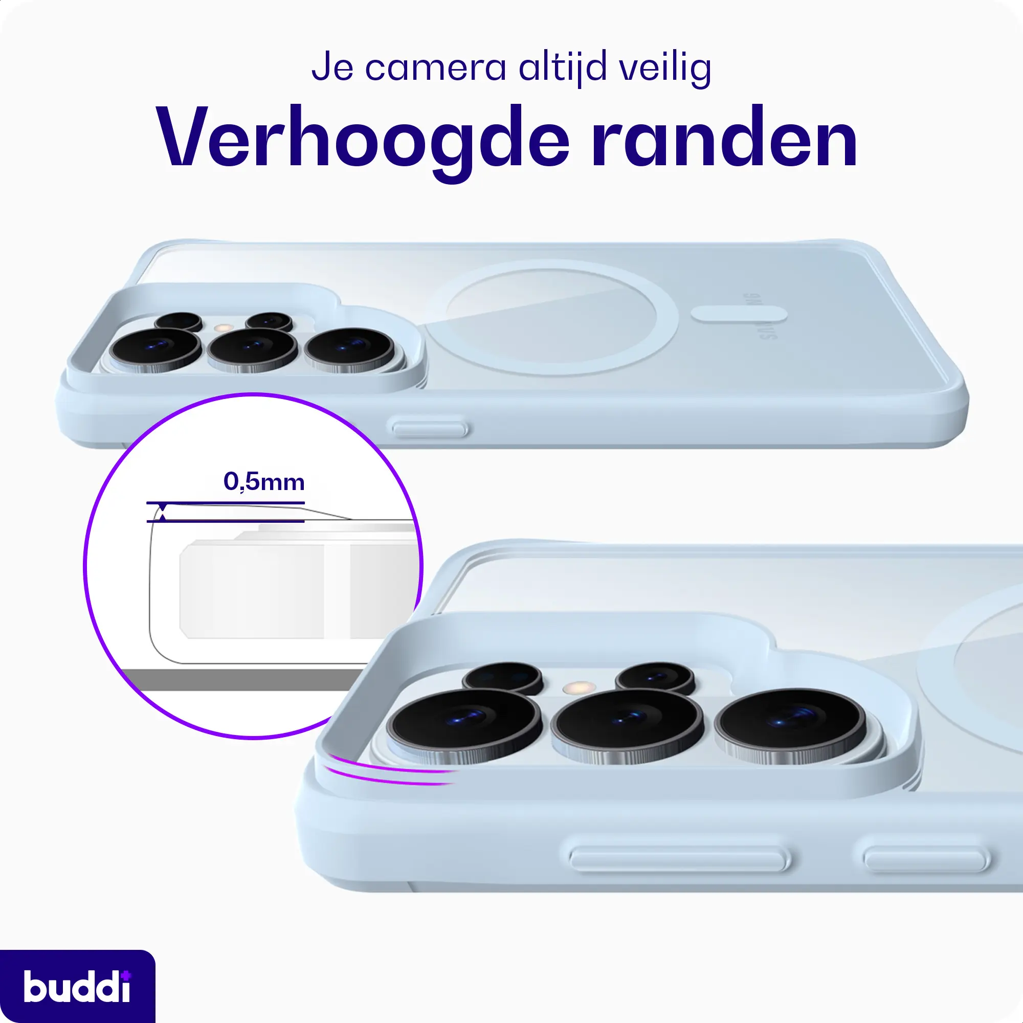 Buddi Hybrid Samsung S26 Ultra Hoesje MagSafe Back Cover Matched Blauw afbeelding 5