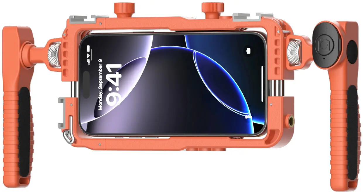 Universele Smartphone Video Rig met Draadloze Afstandsbediening Oranje afbeelding 2