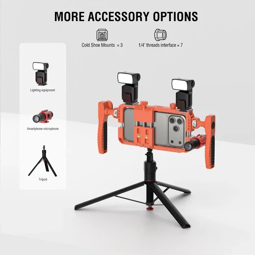 Universele Smartphone Video Rig met Draadloze Afstandsbediening Oranje afbeelding 5