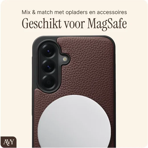 AVY Samsung Galaxy A57 Hoesje met Koord Haakjes MagSafe Leer Chocolate afbeelding 7
