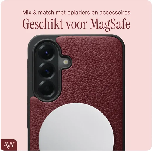 AVY Samsung Galaxy A57 Hoesje met Koord Haakjes MagSafe Leer Burgundy afbeelding 6