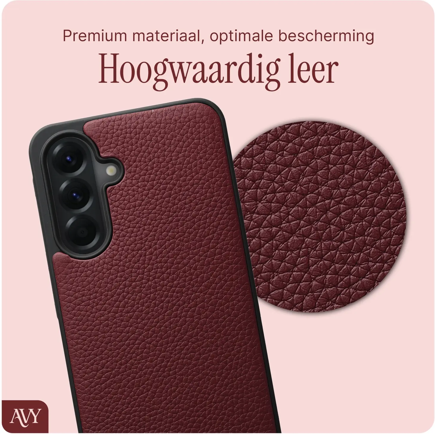 AVY Samsung Galaxy A57 Hoesje met Koord Haakjes MagSafe Leer Burgundy afbeelding 7