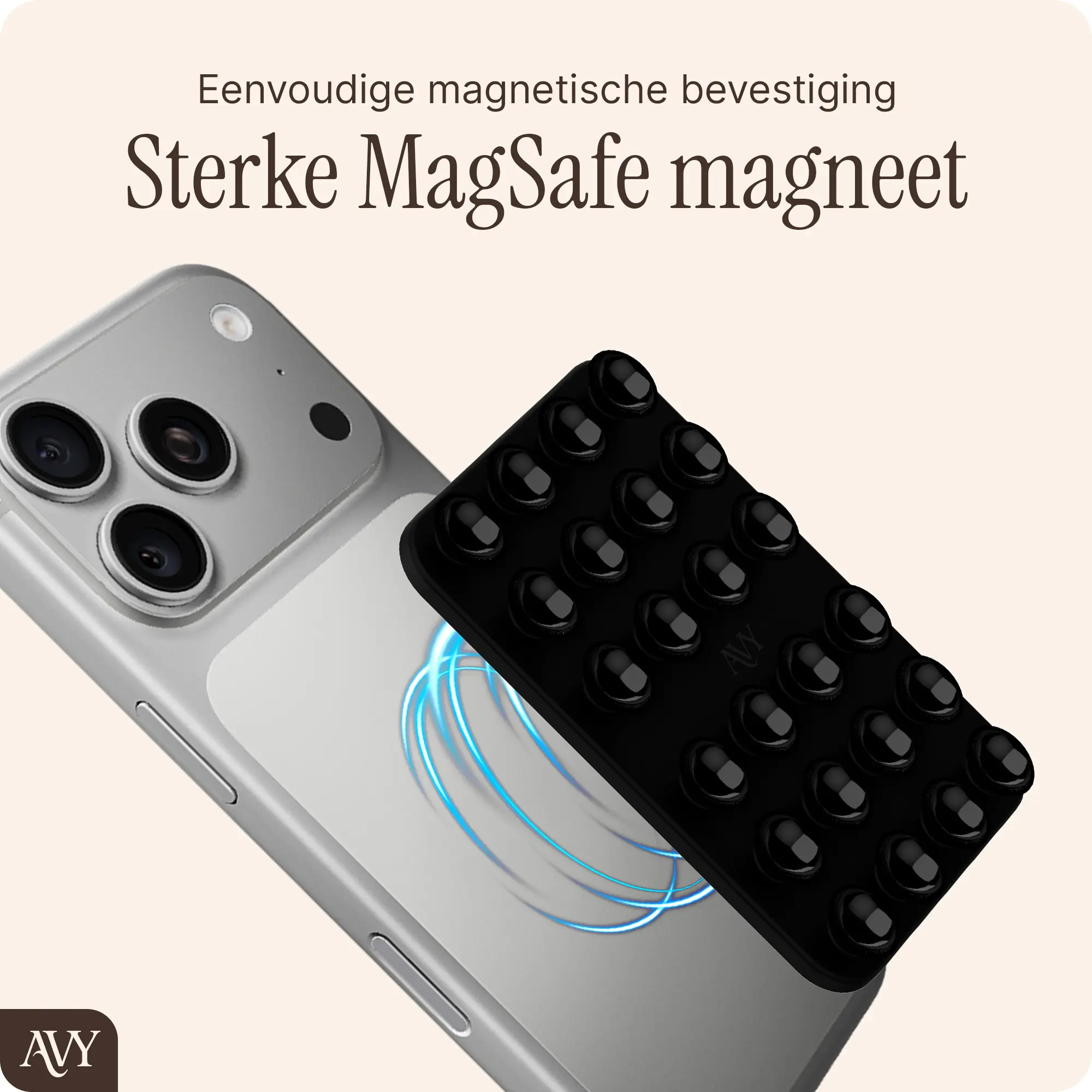 AVY Liquid Silicone MagSafe Zuignap Telefoonsticker / Telefoonhouder Zwart afbeelding 2