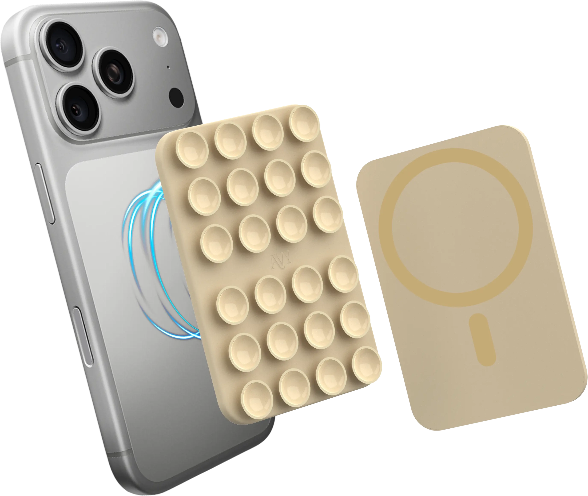 AVY Liquid Silicone MagSafe Zuignap Telefoonsticker / Telefoonhouder Beige afbeelding 5