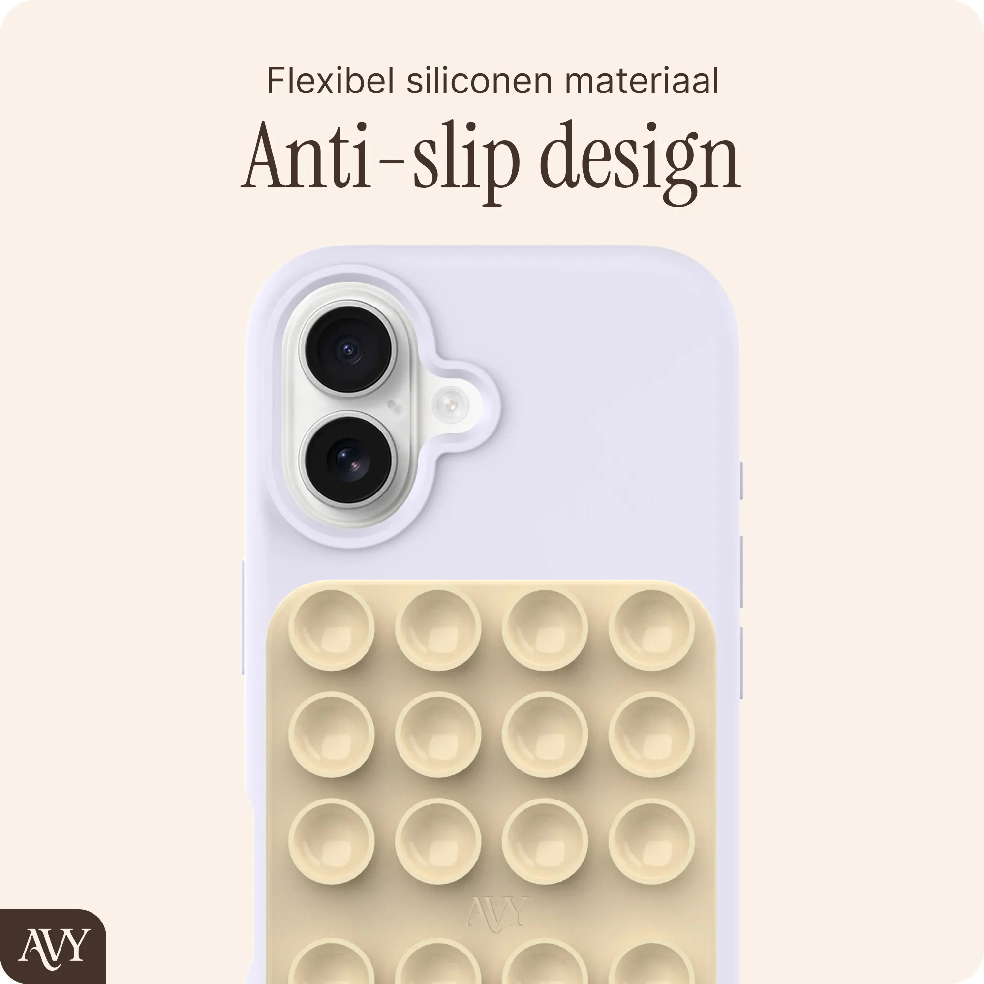 AVY Liquid Silicone MagSafe Zuignap Telefoonsticker / Telefoonhouder Beige afbeelding 4