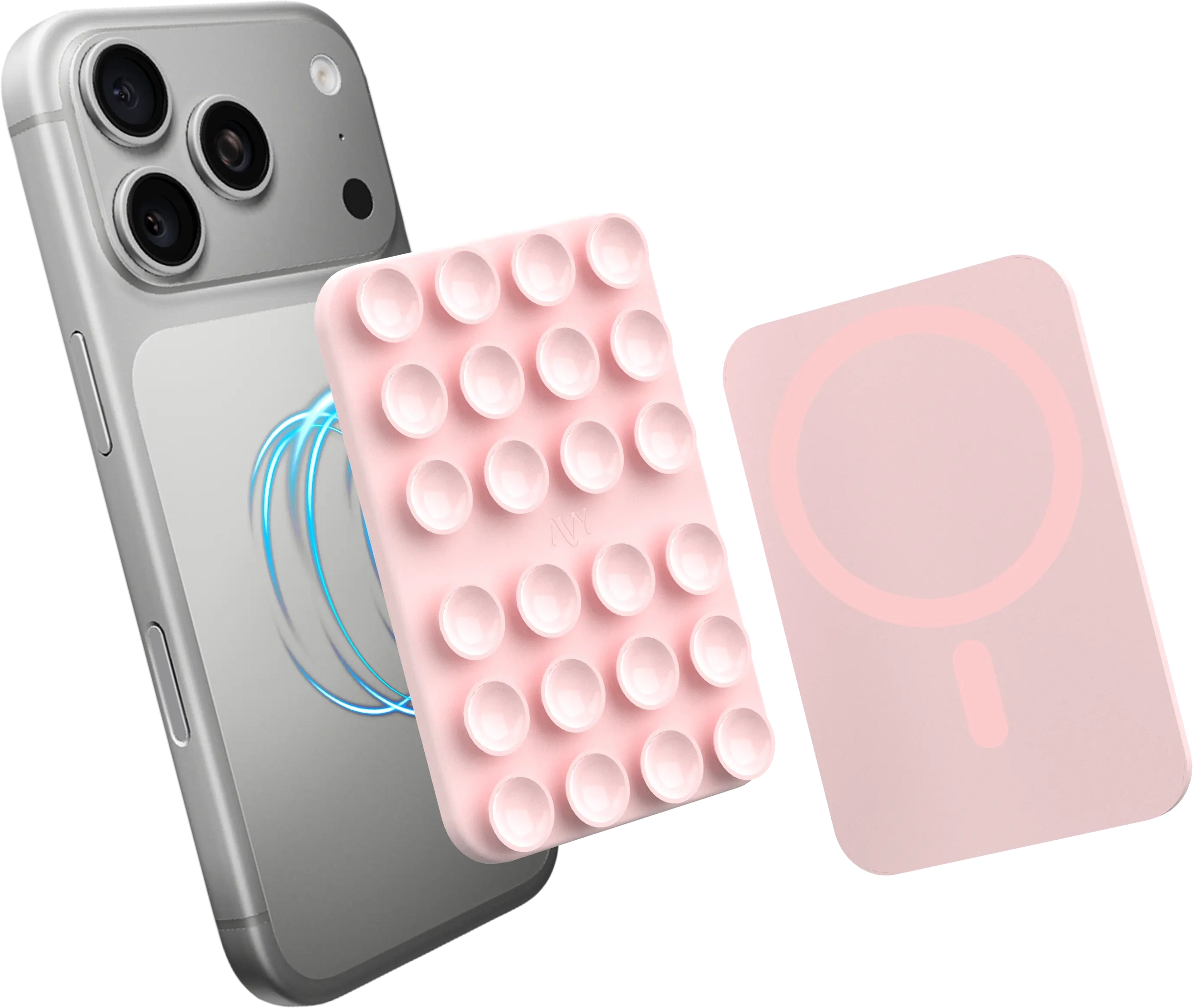 AVY Liquid Silicone MagSafe Zuignap Telefoonsticker / Telefoonhouder Roze afbeelding 5
