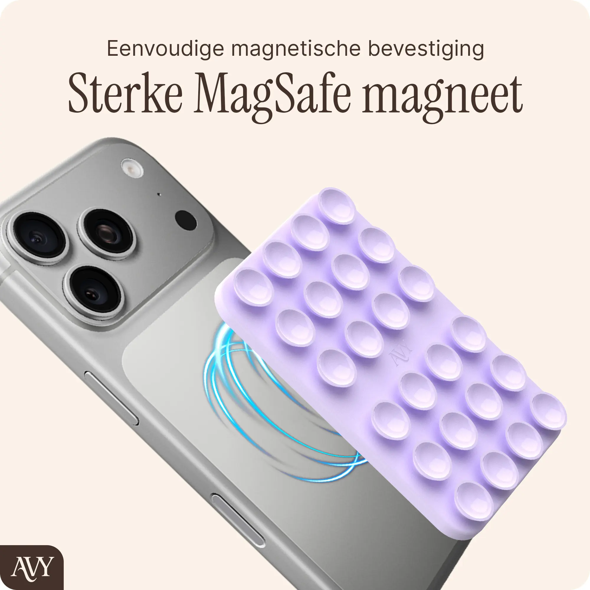 AVY Liquid Silicone MagSafe Zuignap Telefoonsticker / Telefoonhouder Paars afbeelding 2