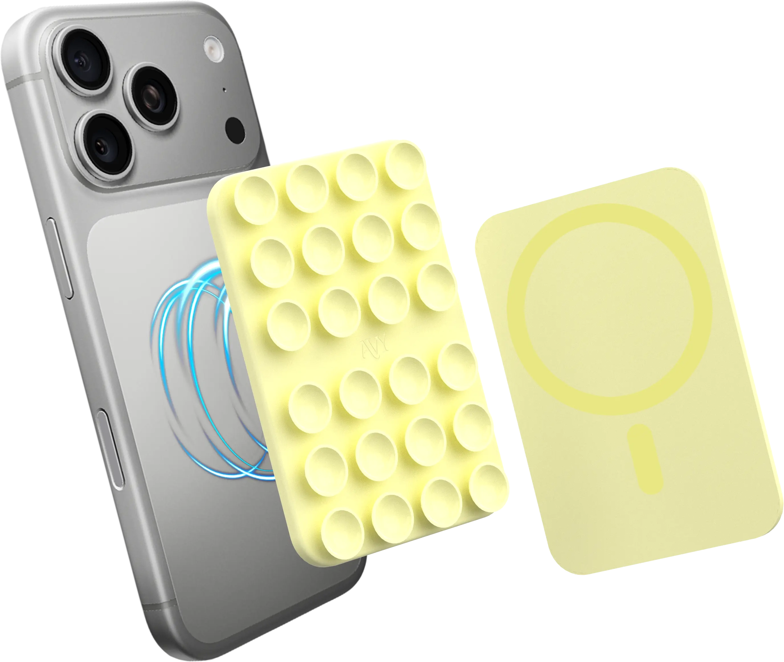 AVY Liquid Silicone MagSafe Zuignap Telefoonsticker / Telefoonhouder Geel afbeelding 5