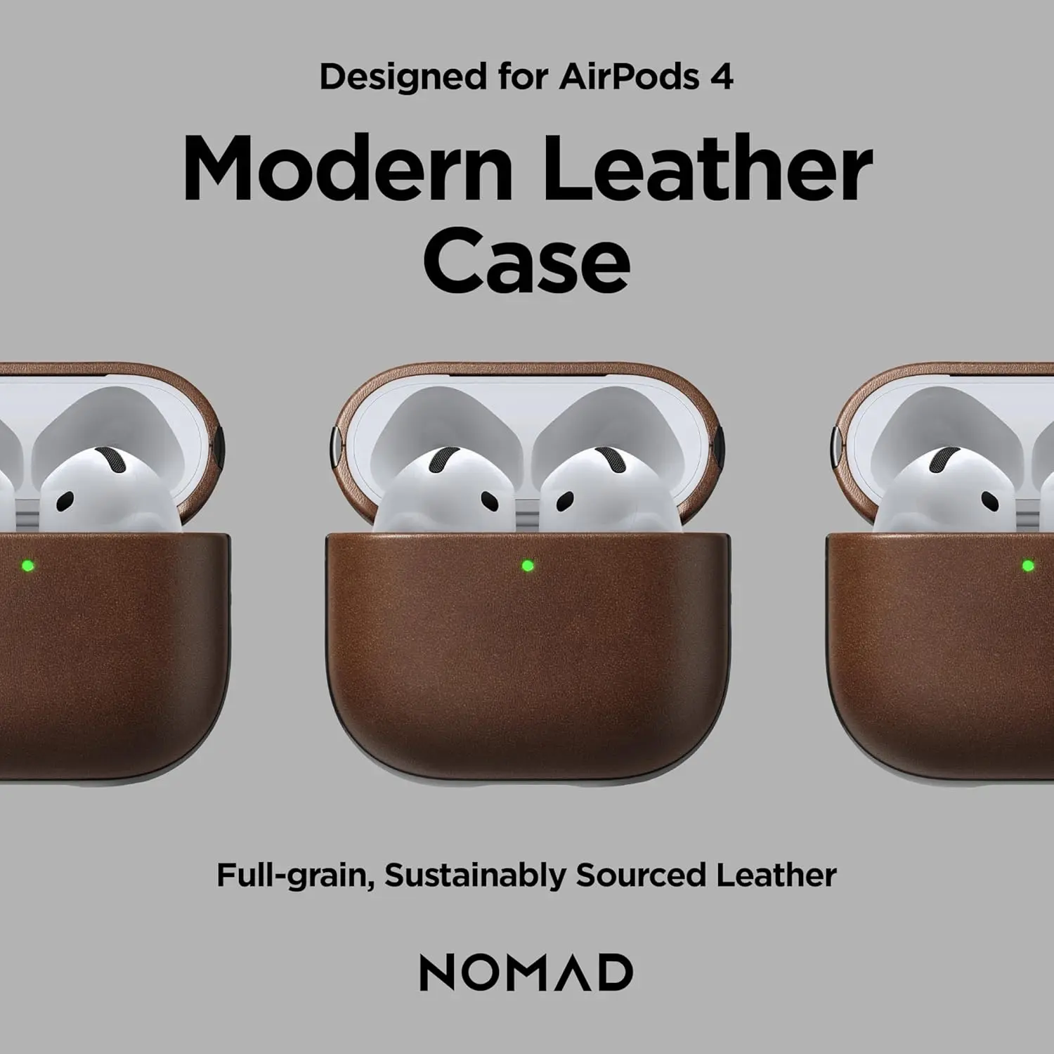 Nomad Modern Leather Apple AirPods 4 Hoesje Bruin afbeelding 9