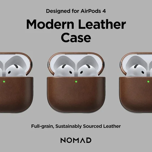 Nomad Modern Leather Apple AirPods 4 Hoesje Bruin afbeelding 9