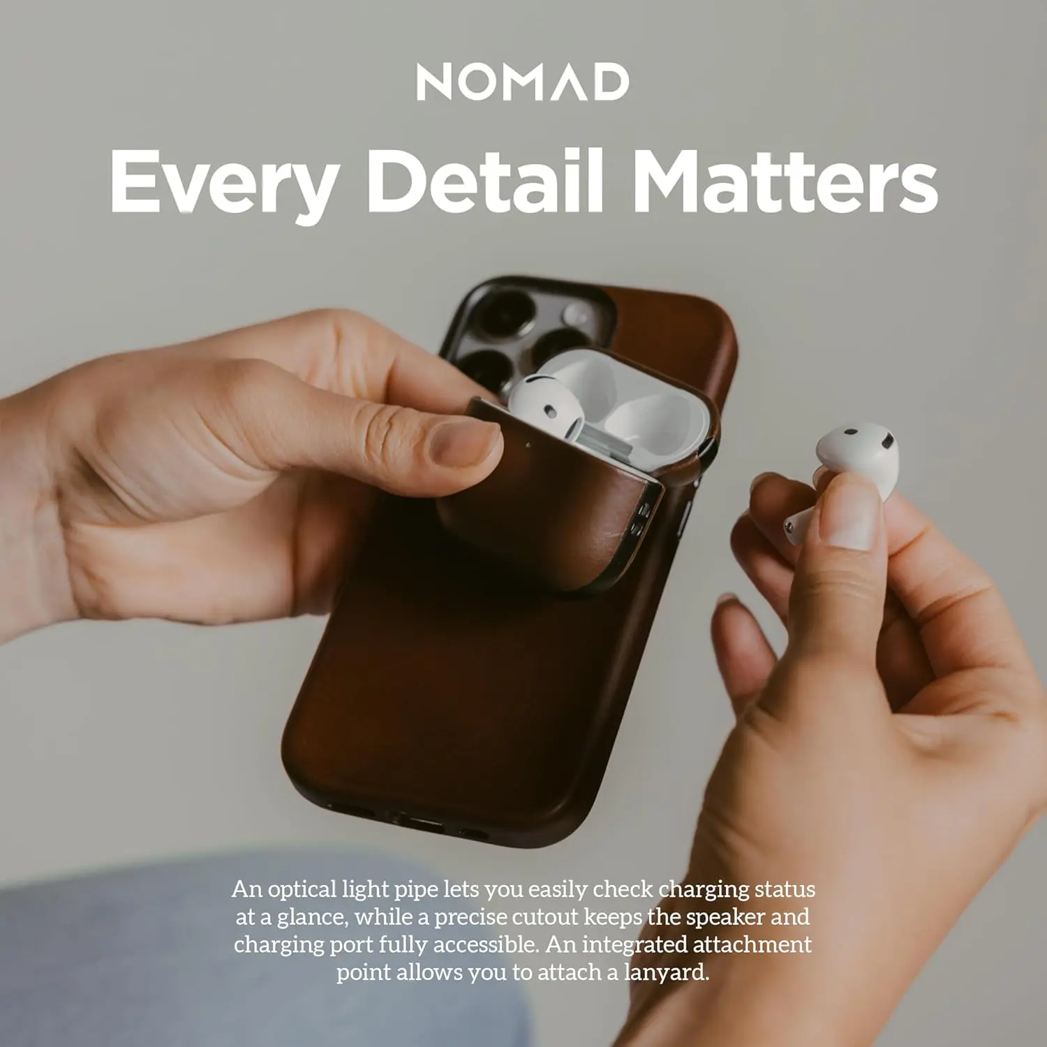 Nomad Modern Leather Apple AirPods 4 Hoesje Bruin afbeelding 8