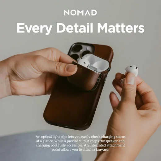 Nomad Modern Leather Apple AirPods 4 Hoesje Bruin afbeelding 8