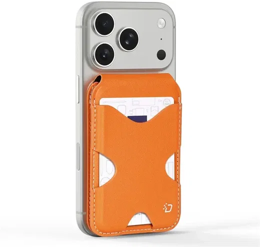 Dux Ducis Magnetische Wallet MagSafe Kaarthouder met Standaard 5 Pasjes Oranje afbeelding 3