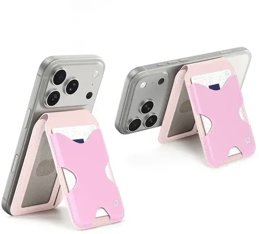 Dux Ducis Magnetische Wallet MagSafe Kaarthouder met Standaard 5 Pasjes Roze afbeelding 4
