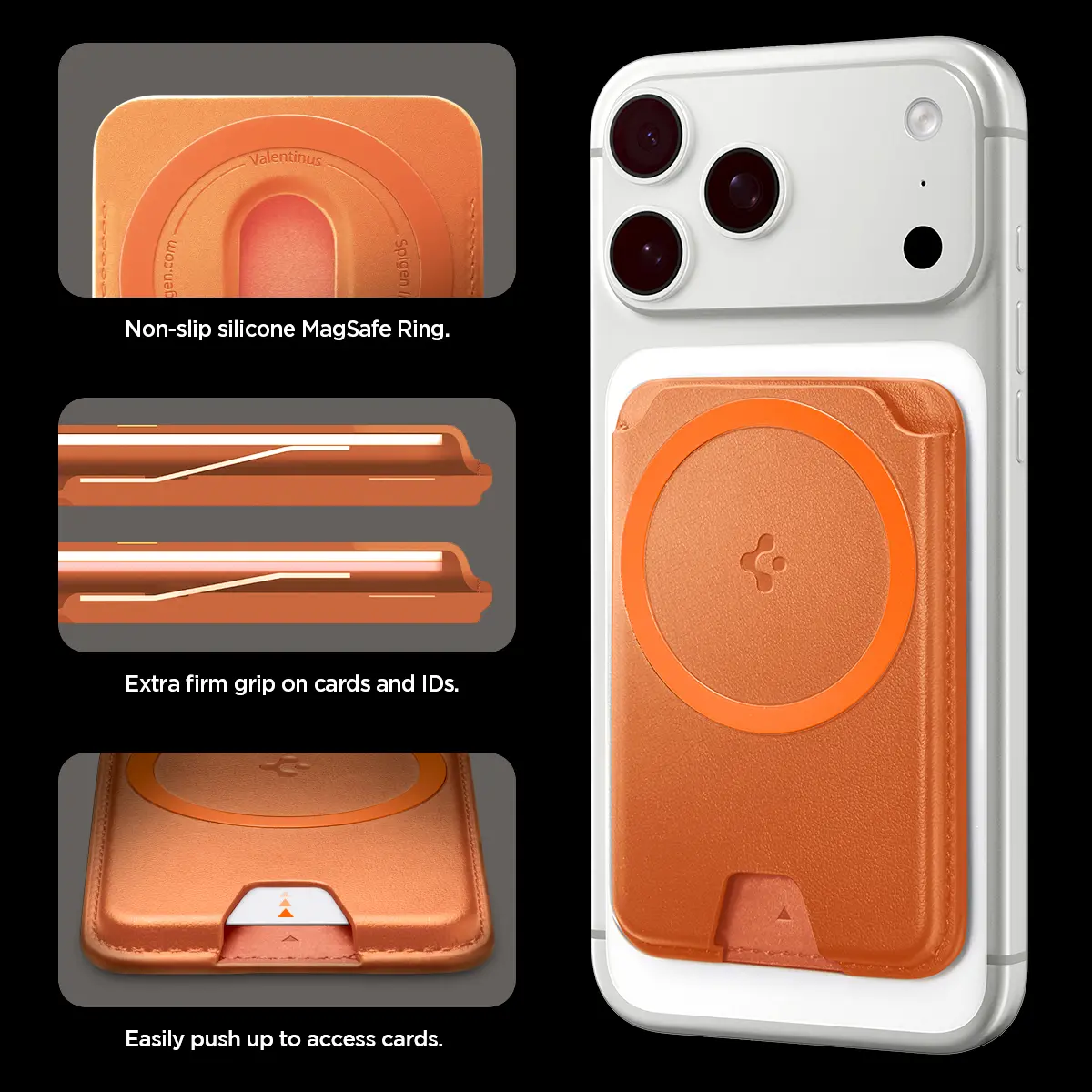 Spigen Valentinus MagFit+ MagSafe Kaarthouder voor Pasjes Oranje afbeelding 7