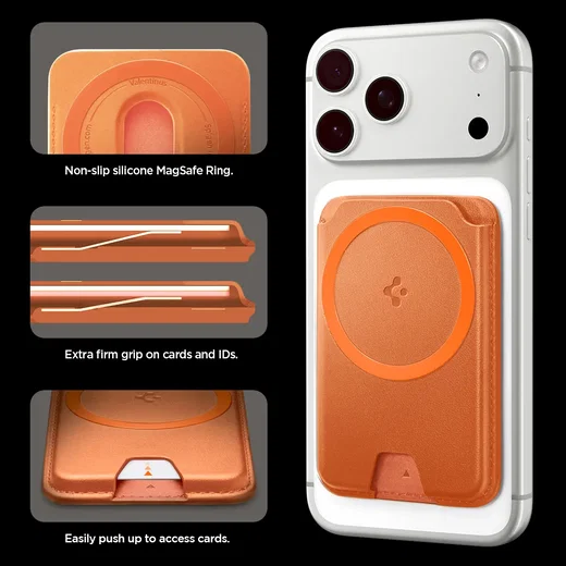 Spigen Valentinus MagFit+ MagSafe Kaarthouder voor Pasjes Oranje afbeelding 7
