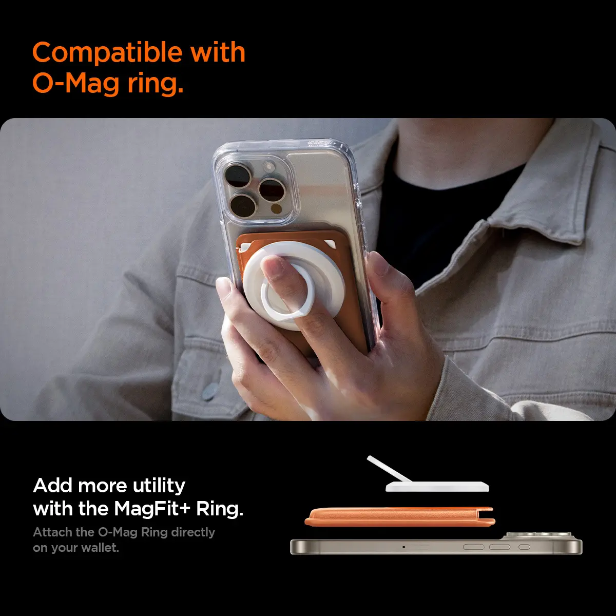 Spigen Valentinus MagFit+ MagSafe Kaarthouder voor Pasjes Oranje afbeelding 5