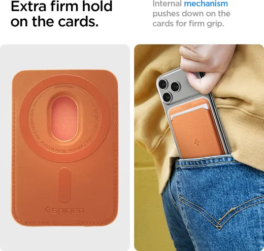 Spigen Valentinus Universele Magnetische MagSafe Kaarthouder Drie Pasjes Oranje afbeelding 12