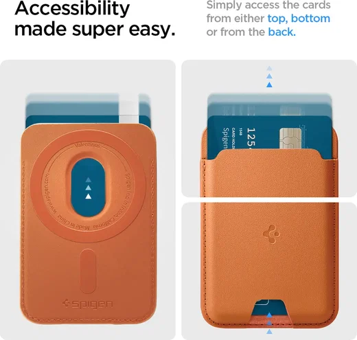 Spigen Valentinus Universele Magnetische MagSafe Kaarthouder Drie Pasjes Oranje afbeelding 11