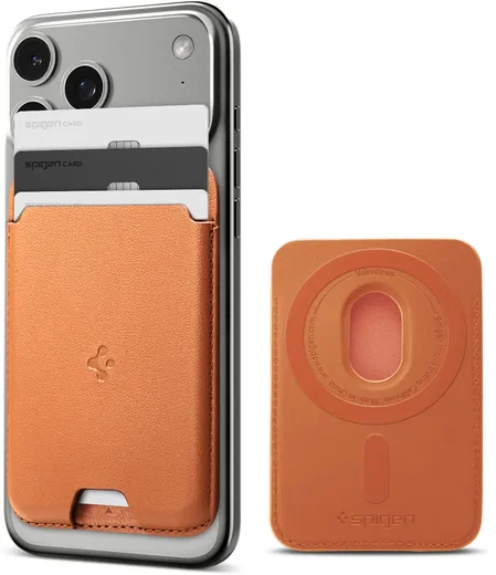 Spigen Valentinus Universele Magnetische MagSafe Kaarthouder Drie Pasjes Oranje afbeelding 1