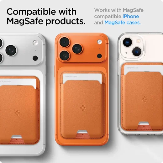 Spigen Valentinus Universele Magnetische MagSafe Kaarthouder Drie Pasjes Oranje afbeelding 13