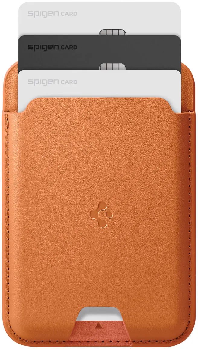 Spigen Valentinus Universele Magnetische MagSafe Kaarthouder Drie Pasjes Oranje afbeelding 3
