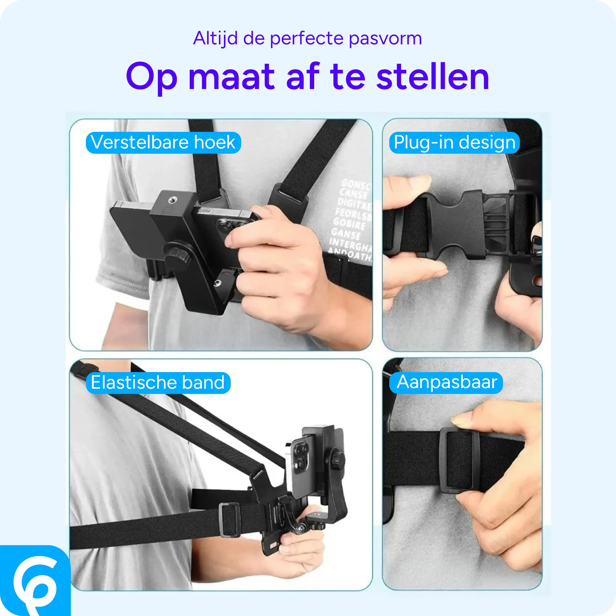 SBG Borstriem En Hoofdband Houder Voor Telefoon En GoPro afbeelding 2