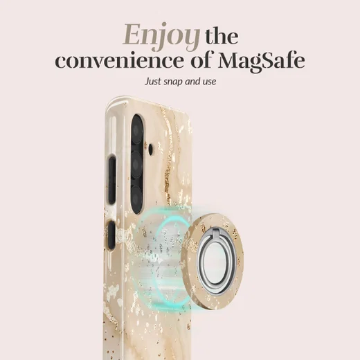 MIO MagSafe / Qi2 Samsung A57 Hoesje Hard Shell Back Cover Gold Marble afbeelding 3