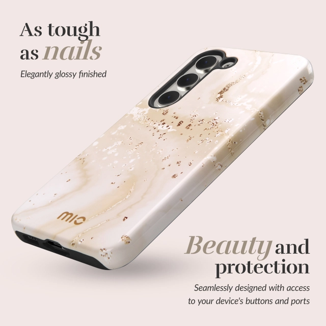 MIO MagSafe / Qi2 Samsung A57 Hoesje Hard Shell Back Cover Gold Marble afbeelding 2
