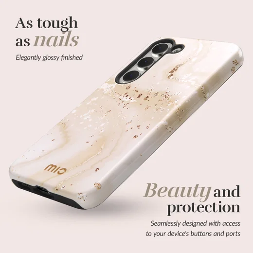 MIO MagSafe / Qi2 Samsung A57 Hoesje Hard Shell Back Cover Gold Marble afbeelding 2