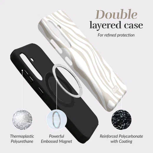 MIO MagSafe / Qi2 Samsung A57 Hoesje Hard Shell Back Cover Sandy Zebra afbeelding 6