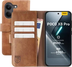 Rosso Element Xiaomi Poco X8 Pro Hoesje Book Case Wallet Bruin afbeelding