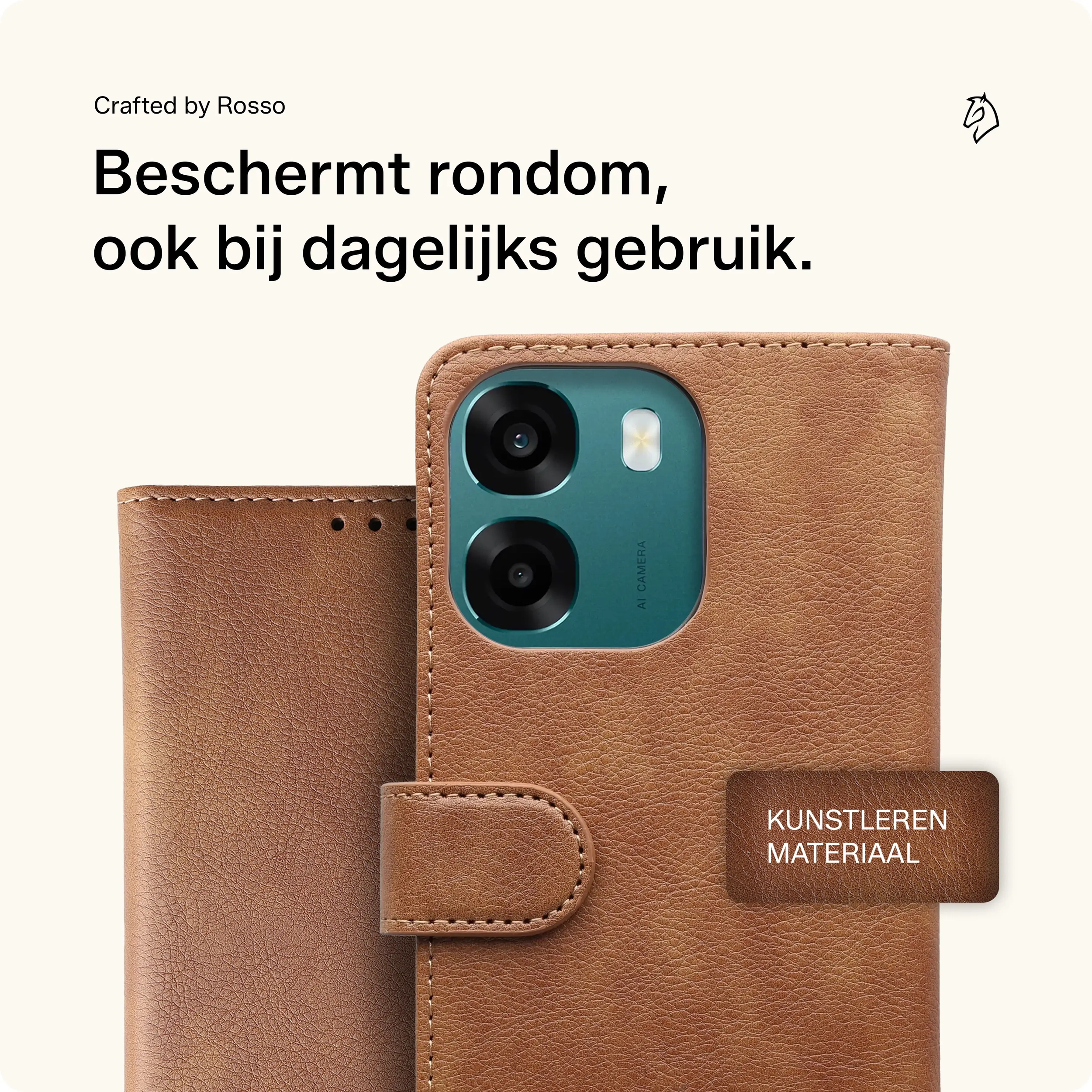 Rosso Element Oppo A6 Hoesje Book Case Wallet Bruin afbeelding 3