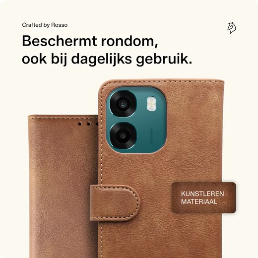 Rosso Element Oppo A6 Hoesje Book Case Wallet Bruin afbeelding 3
