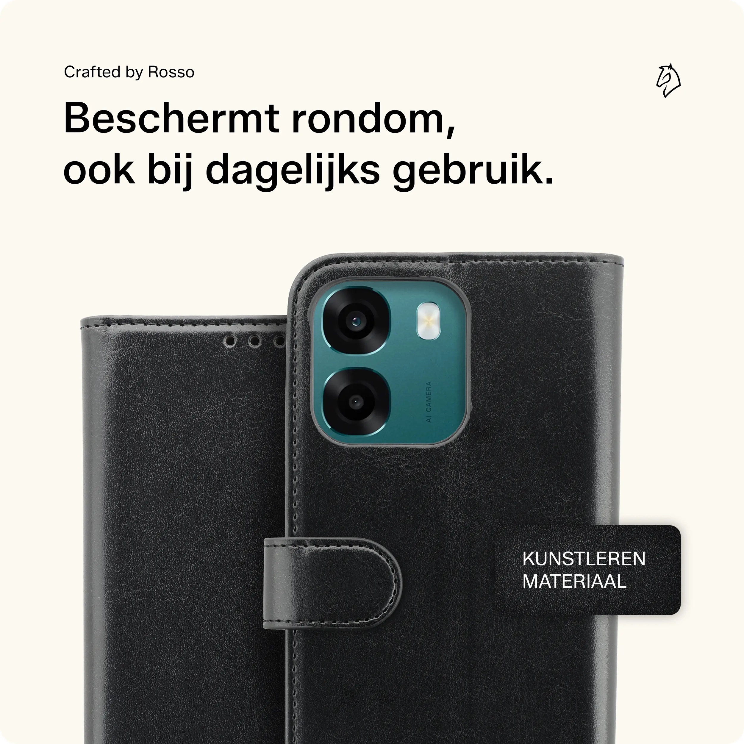 Rosso Element Oppo A6 Hoesje Book Case Wallet Zwart afbeelding 3