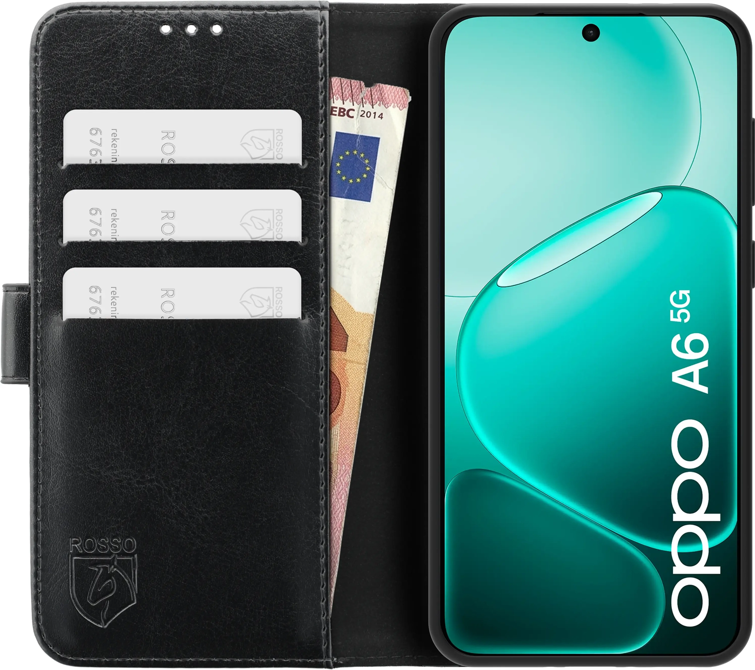 Rosso Element Oppo A6 Hoesje Book Case Wallet Zwart afbeelding 14