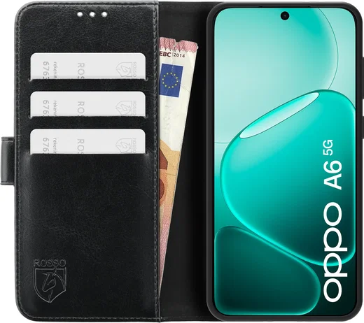 Rosso Element Oppo A6 Hoesje Book Case Wallet Zwart afbeelding 14