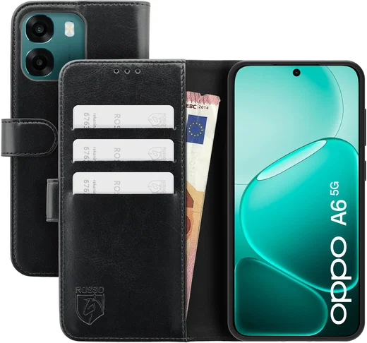 Rosso Element Oppo A6 Hoesje Book Case Wallet Zwart afbeelding 1