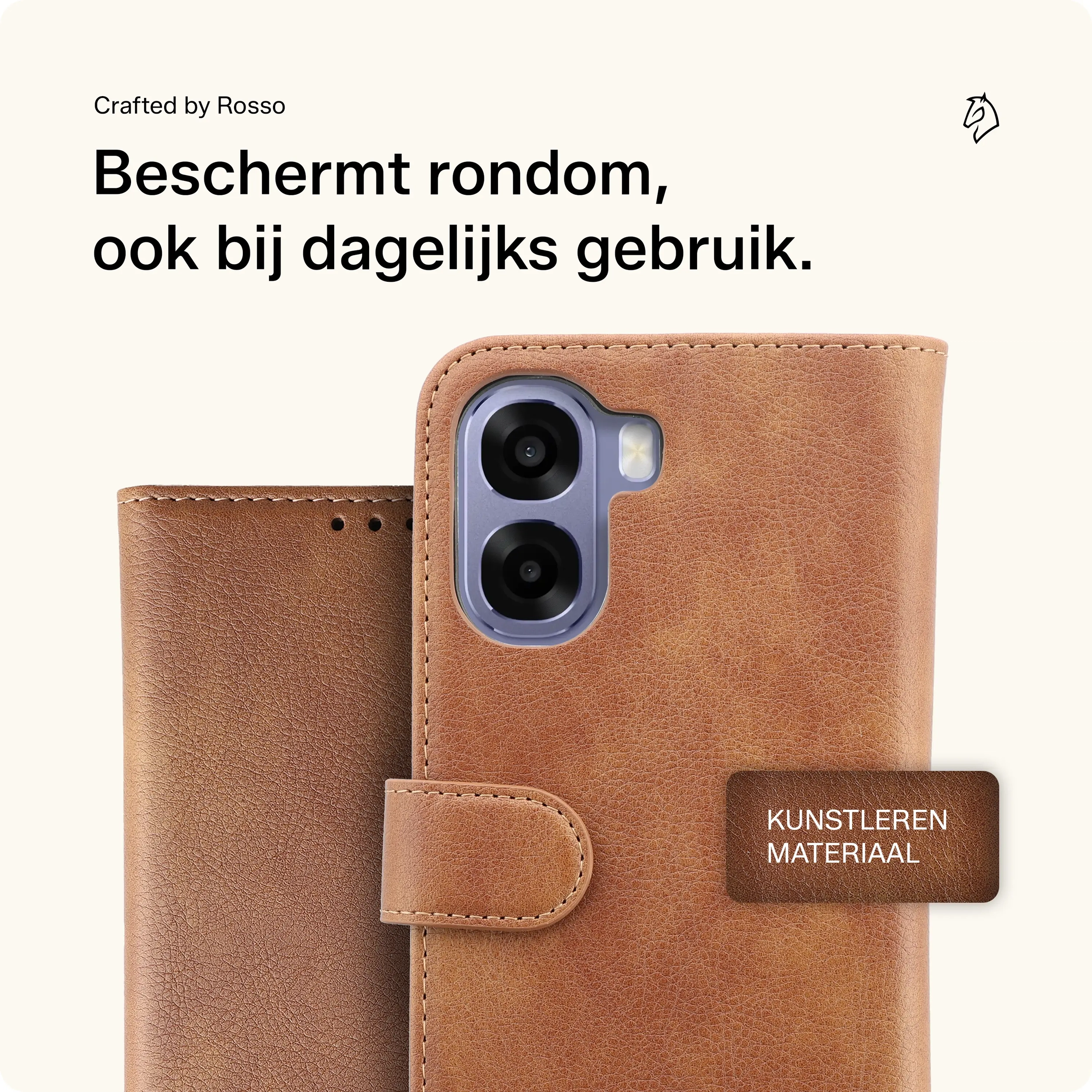 Rosso Element Oppo A6x Hoesje Book Case Wallet Bruin afbeelding 3
