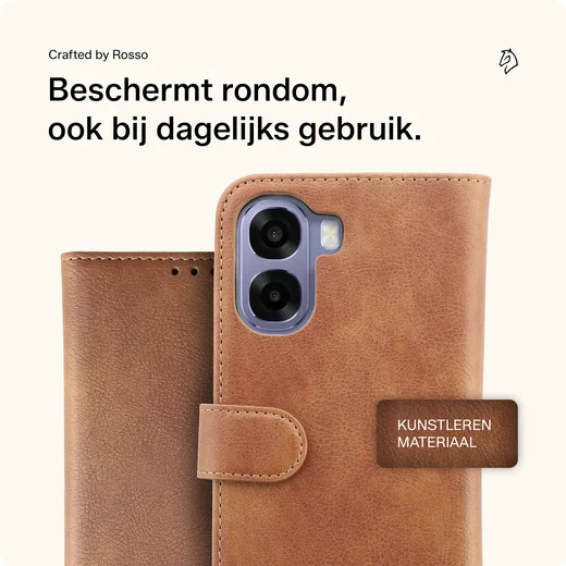 Rosso Element Oppo A6x Hoesje Book Case Wallet Bruin afbeelding 3