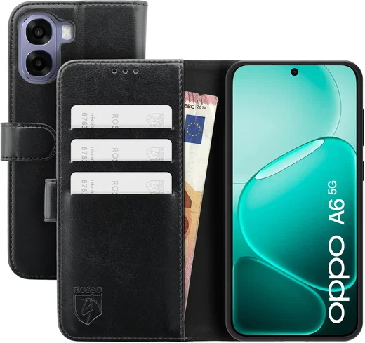 Rosso Element Oppo A6x Hoesje Book Case Wallet Zwart afbeelding 1